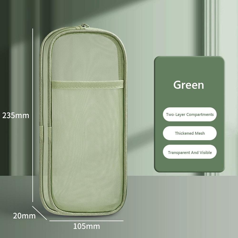 Double-layer Pen Bag Mesh Pen Pouch New Stationery Bag  Gift