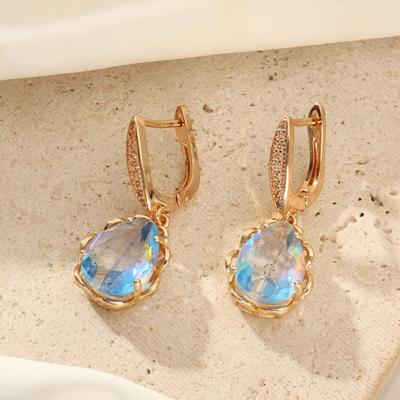 Water Drop Shape Imitation Crystal Dangle Earrings for Women 2025 New Fashion Golden Earring Wedding Party Jewelry Accessories