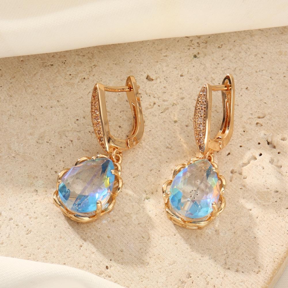 

Серьги-подвески в форме капли воды с имитацией кристалла для женщин 2025 Новая мода Золотая серьга Свадебная вечеринка Ювелирные аксессуары золотой