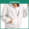 Womens Basic Hoodie With Drawstring Pockets And Zipper For Casual Wear