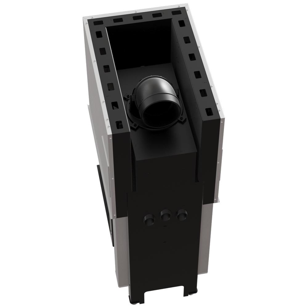 Steel fireplace KRATKI REGNOR 500/500 7 kW Ø 200 3-sided, black thermotec and self closing door