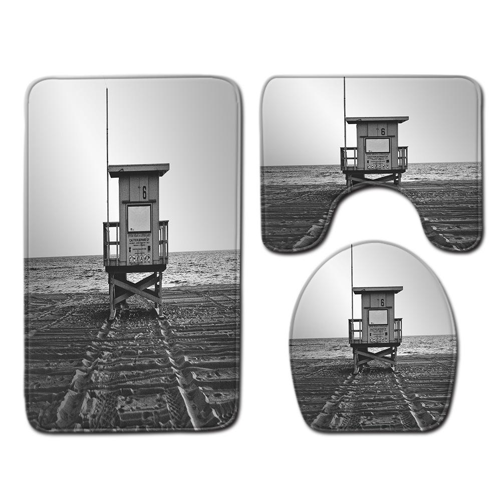 

Коврик для ванной с видом на пляж, трехкомпонентный ковер для туалета, набор ковриков для туалета, придверный коврик, нескользящий коврик для ванной 45cmx75cm