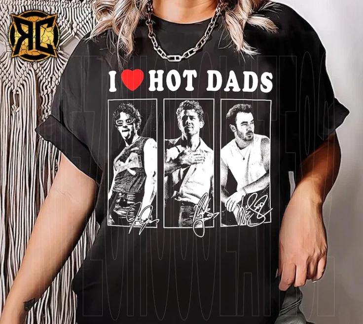 I Love Hot Dads Design Graphic T-Shirt, Jonas Bros 20th Anniversary Tour 2025 3XL