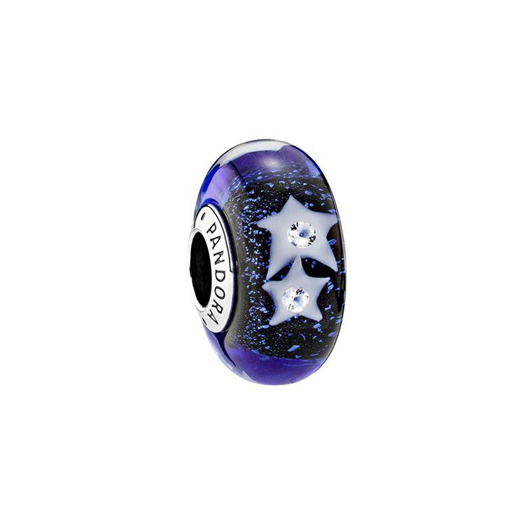 Pandora Night Sky Star Murano Glass Bracelet Charm Women Bracelets 791662CZ Box,Blue White