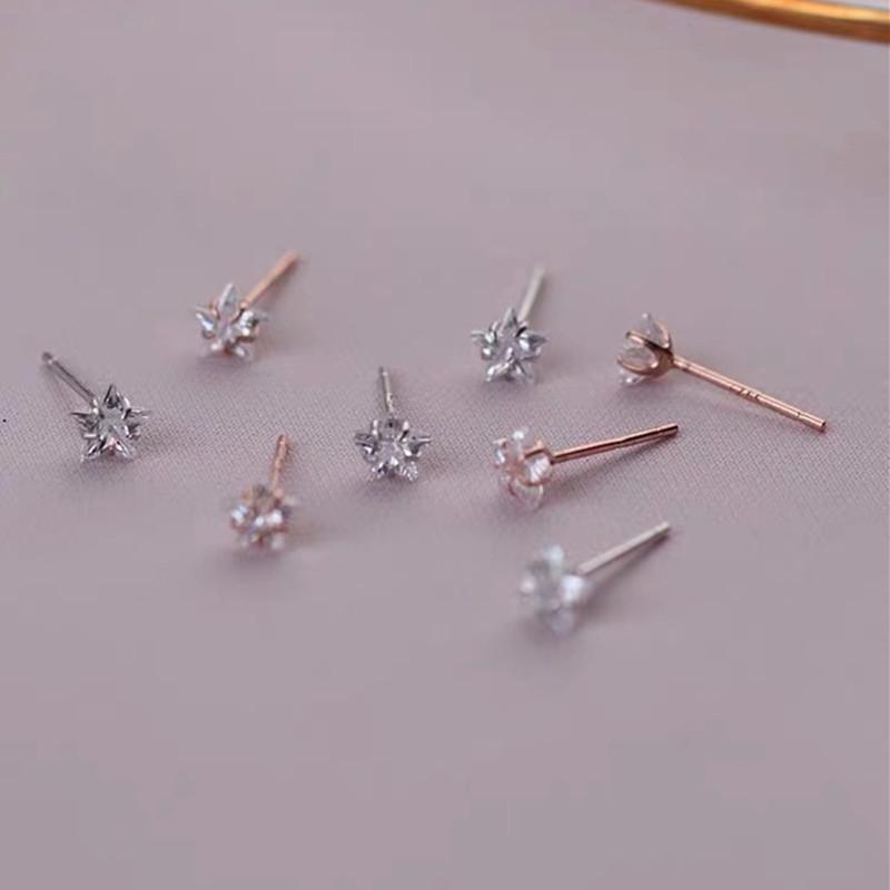 Beixi Artistic Star Zirconia S925 Sterling Silver Unisex Mini Earrings 925 Silver