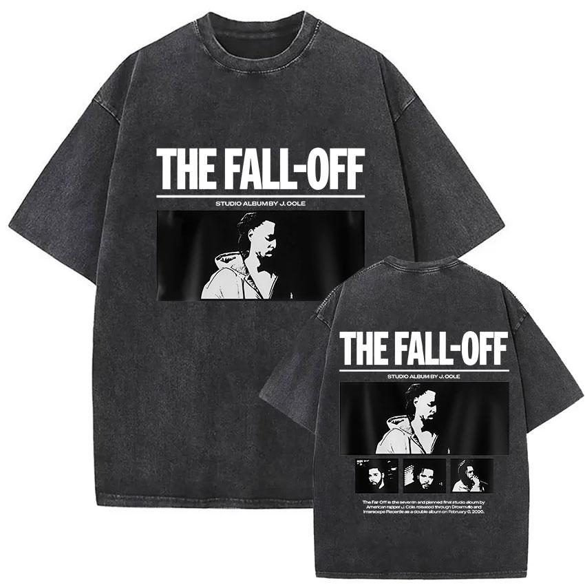 Vintage Washed J Cole T Shirts The Fall Off North America Tour Graphic Tshirt Unisexs Clothing Hip Hop Short Sleeve Tshirt