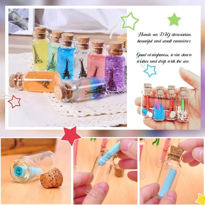 Velkoobchodní mini skleněné lahve DIY průhledná prázdná láhev s přáním s korkem pro narozeniny svatební večírek domácí dekorace laskavosti