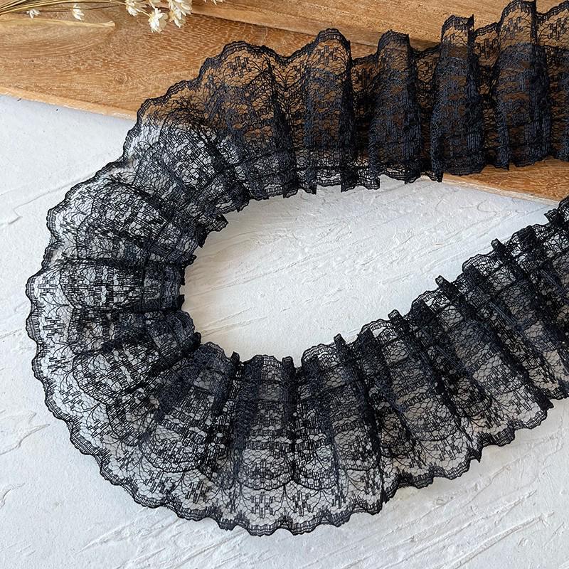 

Черная кружевная органза для самостоятельного изготовления одежды и аксессуаров - украшение горловины и подола юбки