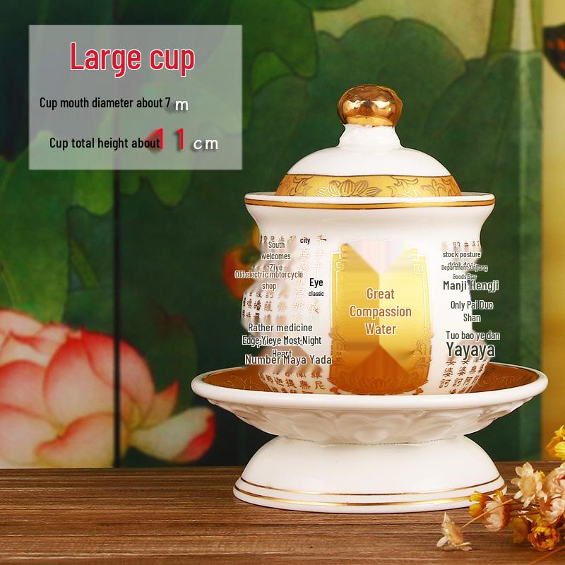 Keramische Opferbecher für Buddha, Guanyin und den Gott des Reichtums - Klein, Perfekt für Weihwasser und zum Anziehen von Reichtum.