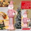 Pink Santa Claus Telescopic Doll Window Scene Christmas Decoration Xmas Ornament Knitted Elk Doll