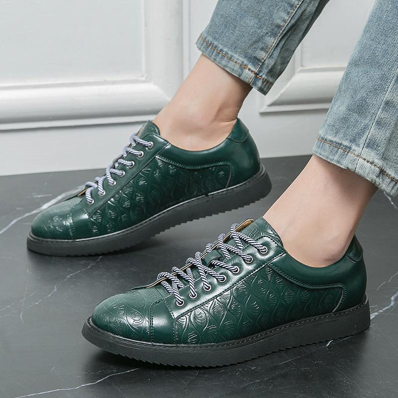 Fashion New Men's Printing Pattern Patent Leather Casual Shoes Male Walking Loafers Sneakers Tenis Masculino Zapatos Hombre