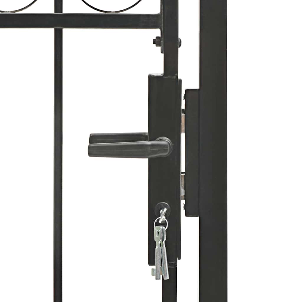 ASSEN Garden Gate with Arch Top Steel 102 X 125 Cm Black