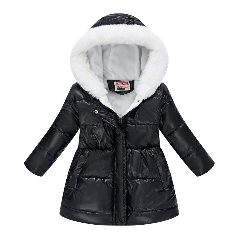 4-12 Years Kids Girls Winter Warm Winproof Hooded Coat Mid Length Jacket