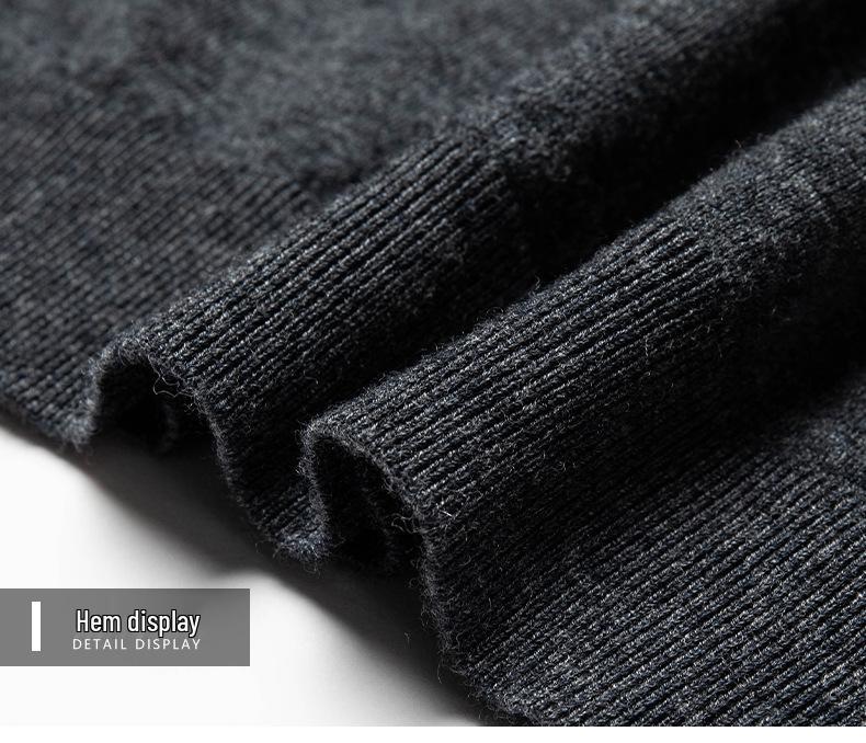 Men's Pure Wool Short-Sleeve Sweater - Lightweight, Half-High Neck Knitwear for Spring/Summer