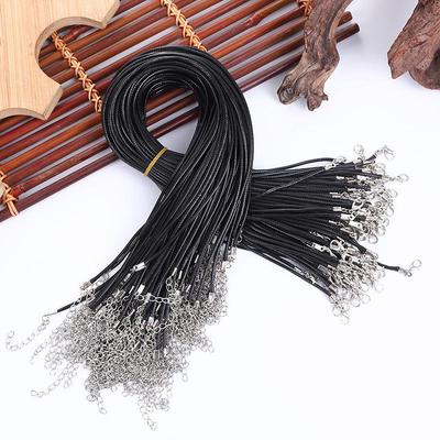 DIY Jewelry Accessories: Black Waxed Leather Necklace Cord with Lobster Clasp