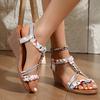 Fashion Sandals Woman Summer 2025 Fashion Comfortable Weave Slippers Beach Bohemian Slides Ladies Flats Sandals Rome Shoes for Women