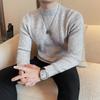 Half Turtleneck Sweater Men with Striped Wool In Autumn Winter Thickened Slightly Loose Base Knitted