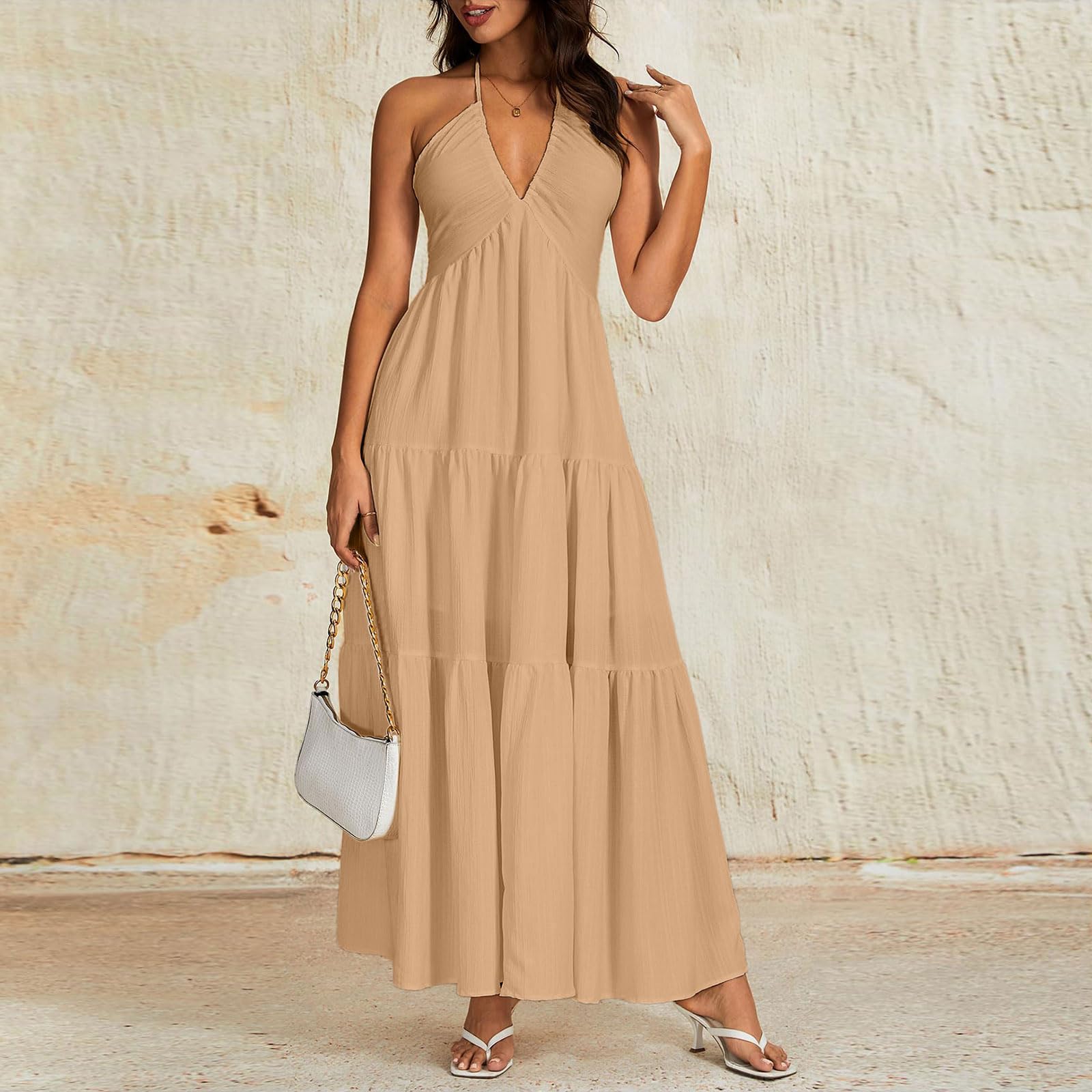 

Women s V-Neck Relaxed-Fit Backless Resort Dress XXL