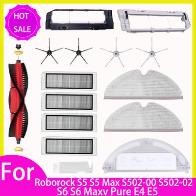 Hepa Filter Mop For Roborock S5 S502-00 S502-02 S5 Max S6 S6 MaxV S6 Pure E4 E5 Robot Vacuum Spare Parts Main Side Brush