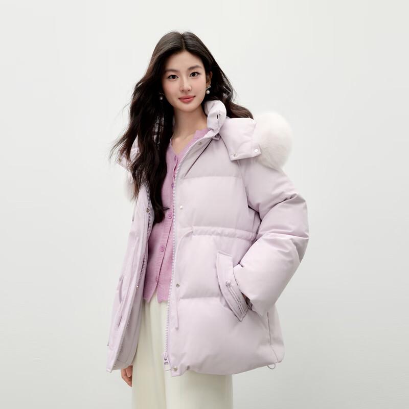 Qiushui Yiren Winter Hooded Down Jacket with Detachable Fox Fur Collar