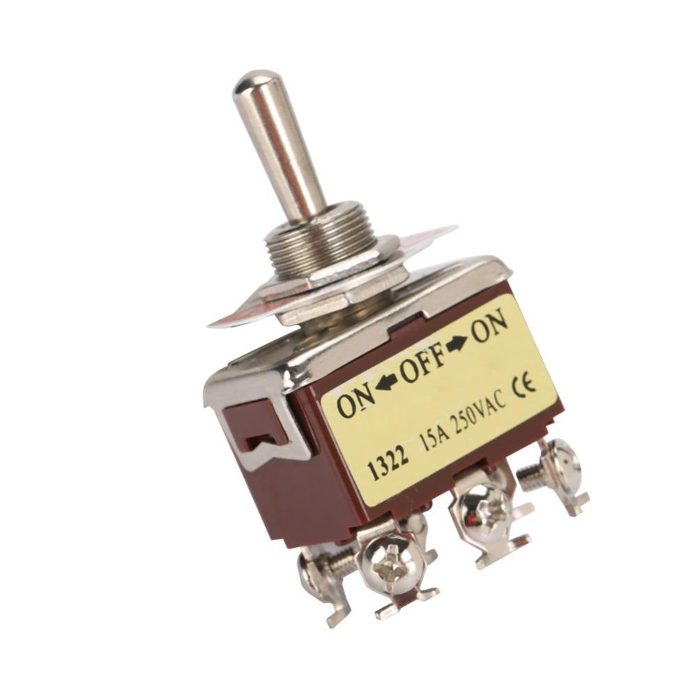 

5PCS ON-Off-ON Toggle Switch 12mm Button DPDT 6 Pin3 Position Rocker Switch Heavy Duty Brown Spring Loaded Toggle Truck індиго