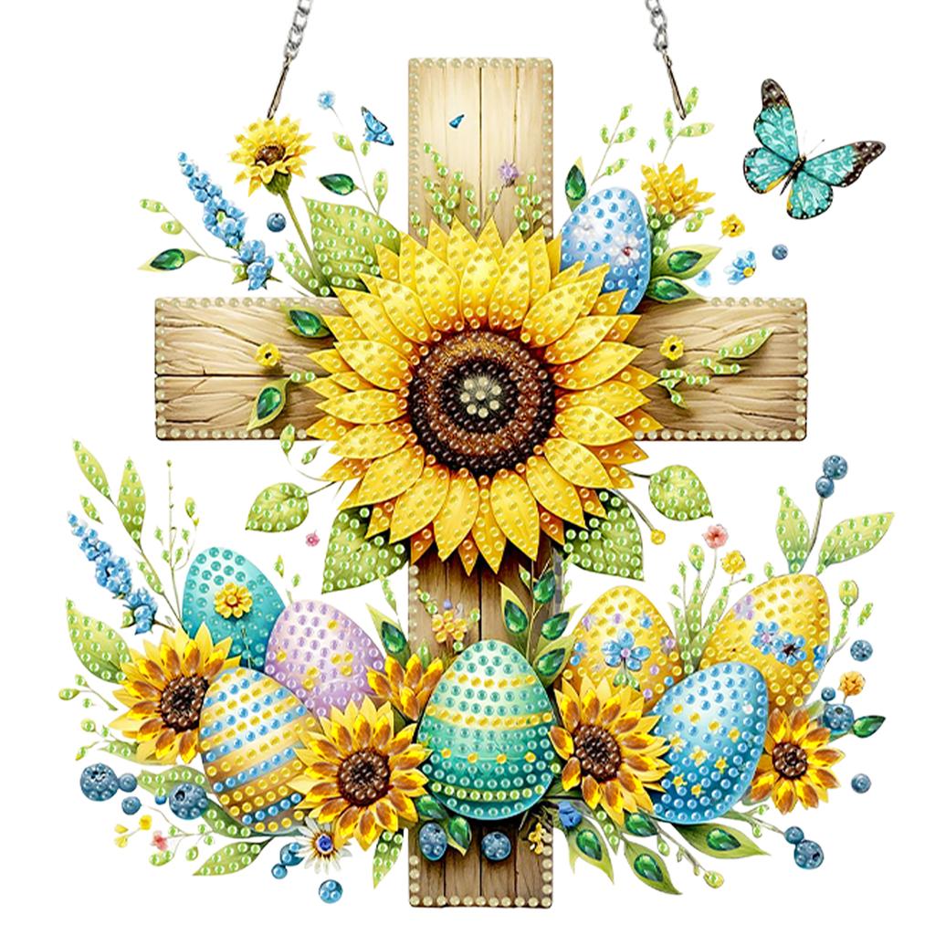 Flower 2D Flat DIY Acrylic Diamond Art Pendant Special Shape Diamond Painting Charms Kits for Living Room Home Office Decoration