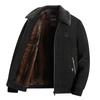 Men's Fall/Winter Business Casual Fleece-Lined Stand Collar Jacket Slim-Fit Outerwear for Middle-Aged and Elderly Men