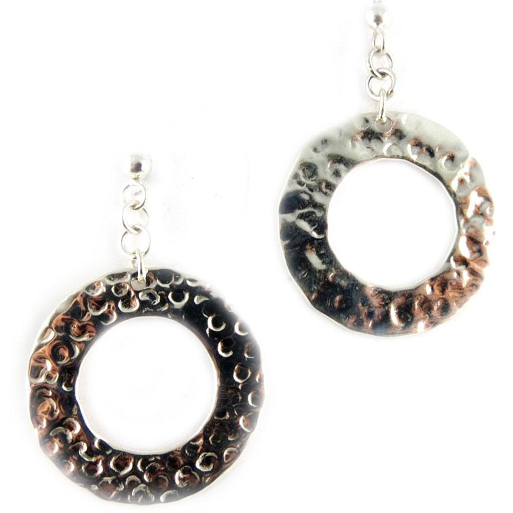 Les Trésors De Lily [C5667] - Silver Earrings 'Hammered Halos'