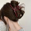Women Large Dark Red Color Hair Claws Barrettes Hairpins Plastic Ponytail Hair Clips Girls Senior Hair Shark Clip Accessories