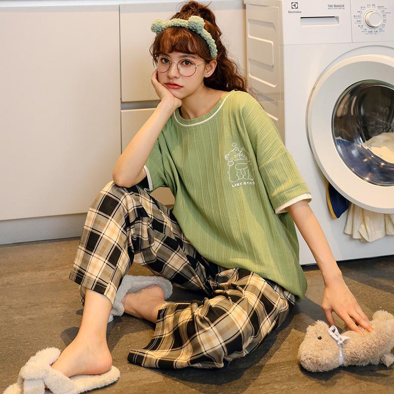 Women's Korean Style Summer Cartoon Homewear Set