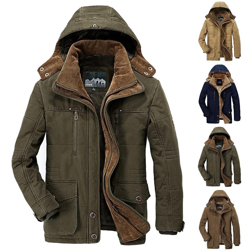 Zimní plyšový zip s volným odnímatelným límcem Trojrozměrná záplatová kapsa bavlněná bunda