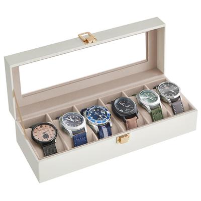 SONGMICS Watch Case for 6 Made of Watch Collection Case with Transparent Watch Accessory Day Birthday Celebration JWB006W01 Watches, PU, Storage,