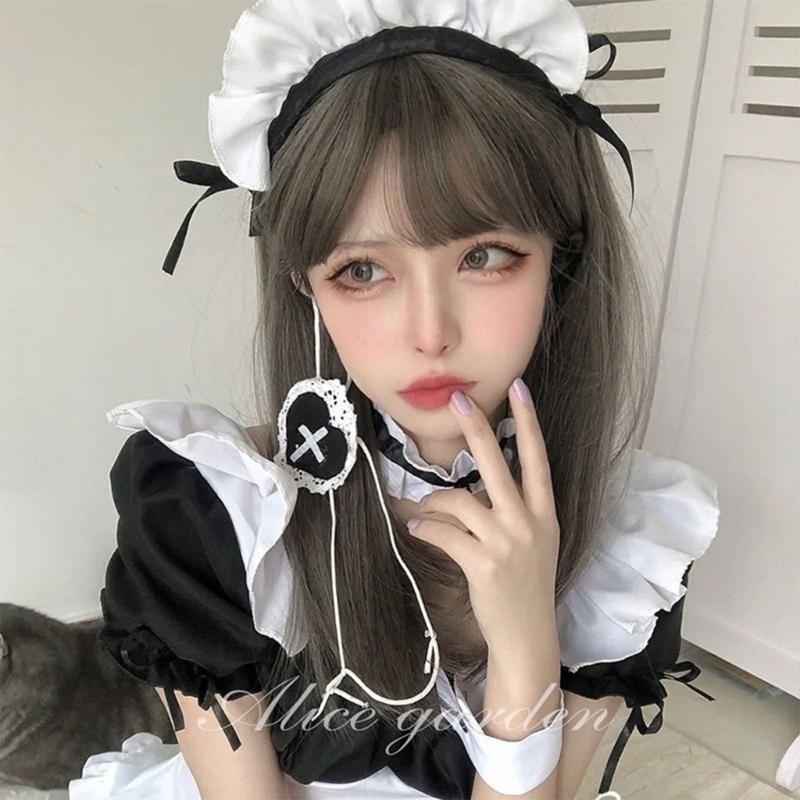 White Furry Headdress Cat Ears Hair Clip One Pair Barrettes with Headband