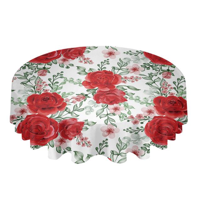 

Розовая роза романтический цветок белый круглый стол скатерть фестиваль столовая водонепроницаемая скатерть покрытие стола для свадебной вечеринки декор Diameter 153cm