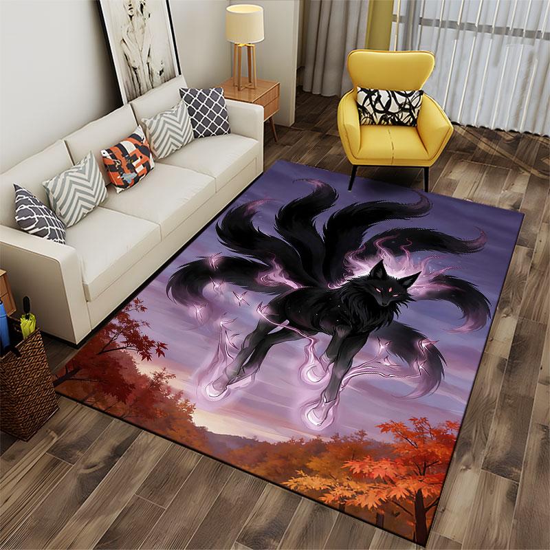 Dark Nine-Tailed Spirit Fox Suitable As a Non-slip Mat for the Living Room or Bedroom Sofa