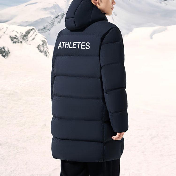 Anta Training Series Letter Zipper Hooded Thick Down Jacket Men Outerwear Basic-Black 152417902-2