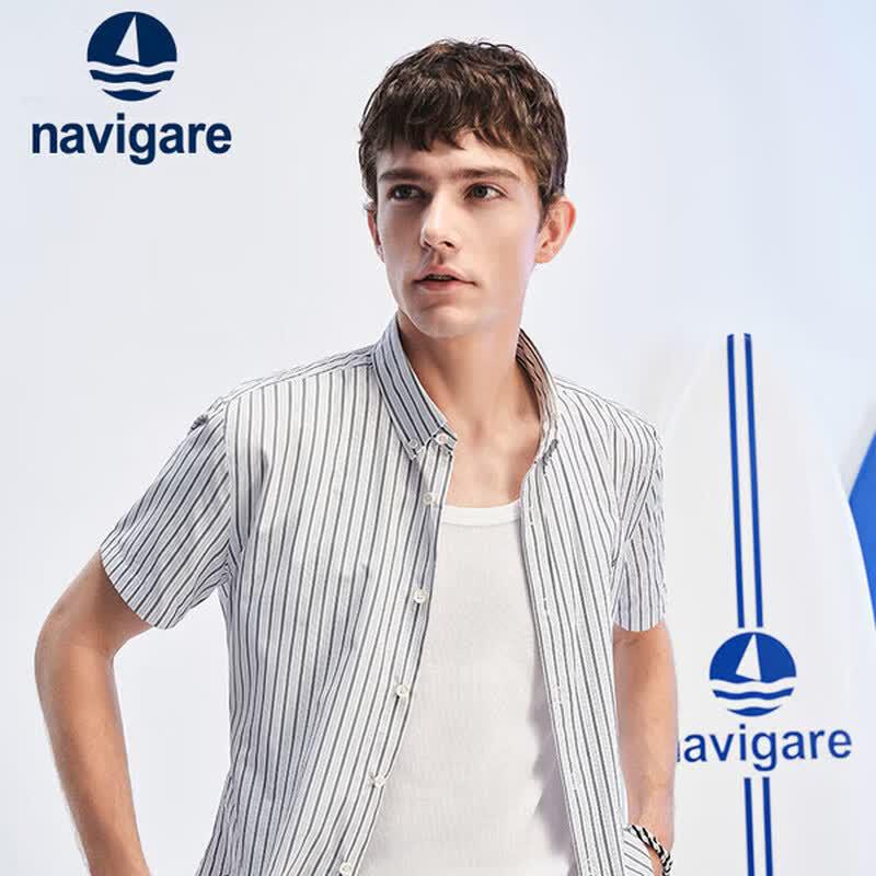 Мужская полосатая повседневная охлаждающая рубашка с коротким рукавом Navigare 41