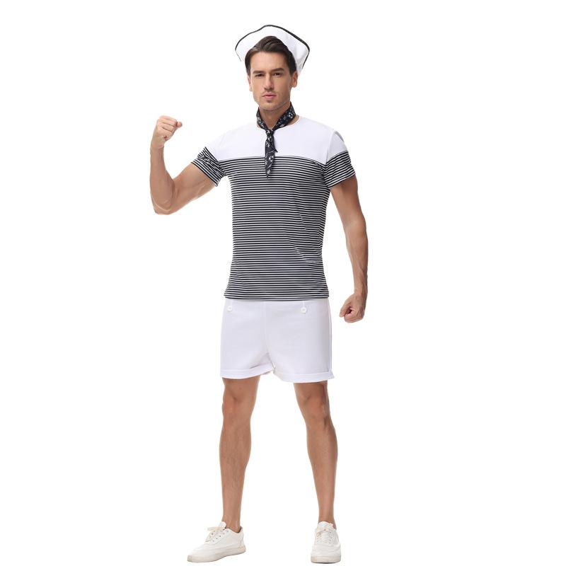 Halloween Navy Sailor Uniform White Suit Couple Stage Performance Costume