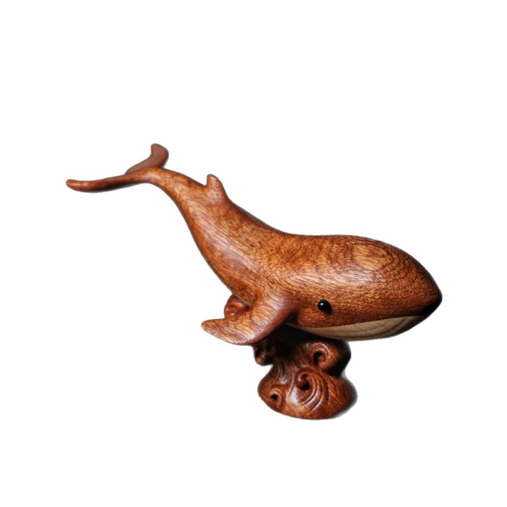 Blackwood Magnetic Whale Simulation Living Room Ornament - High-End Solid Wood Creative Toy Gift for Clients.