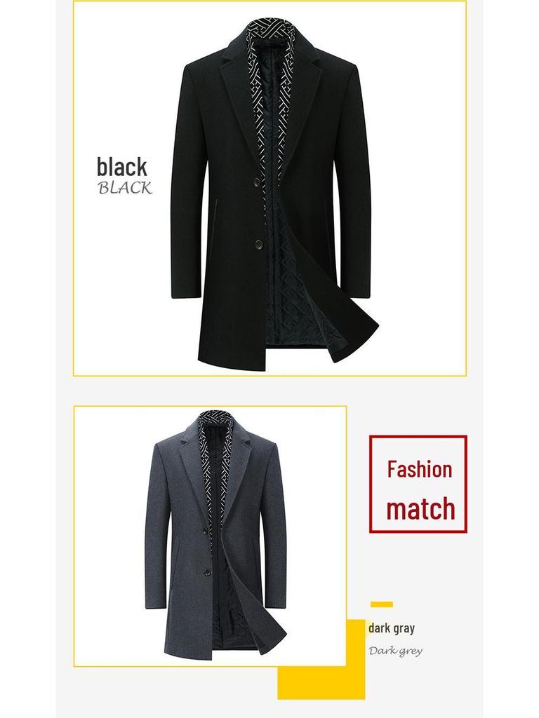 2025 Men's Wool Trench Coat: Autumn/Winter Mid-Length Business Casual