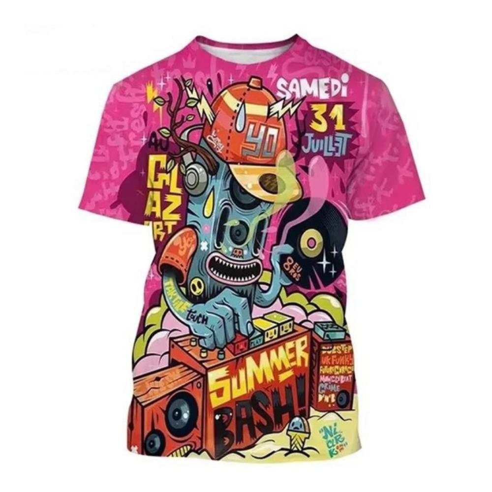 New Graffiti 3D Print T-Shirts Men's Crew Neck Short Sleeve T Shirt Oversized Hip Hop Streetwear Tees Harajuku Tops Man Clothing