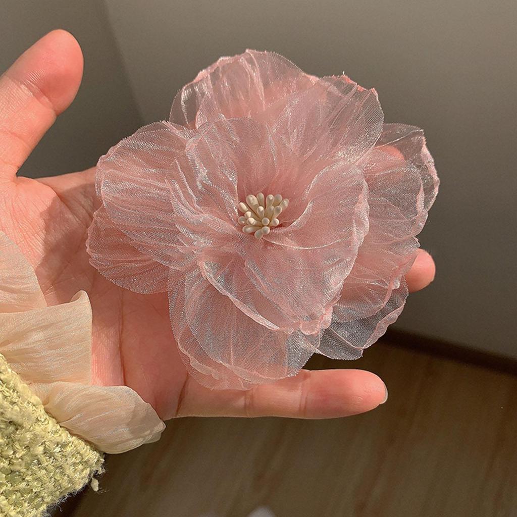 Mesh Flower Hair Clip Super Fairy Bang Clip Sweet Women Headdress Hairpin Girls Hawaii Beach Vacation Hair Accessories