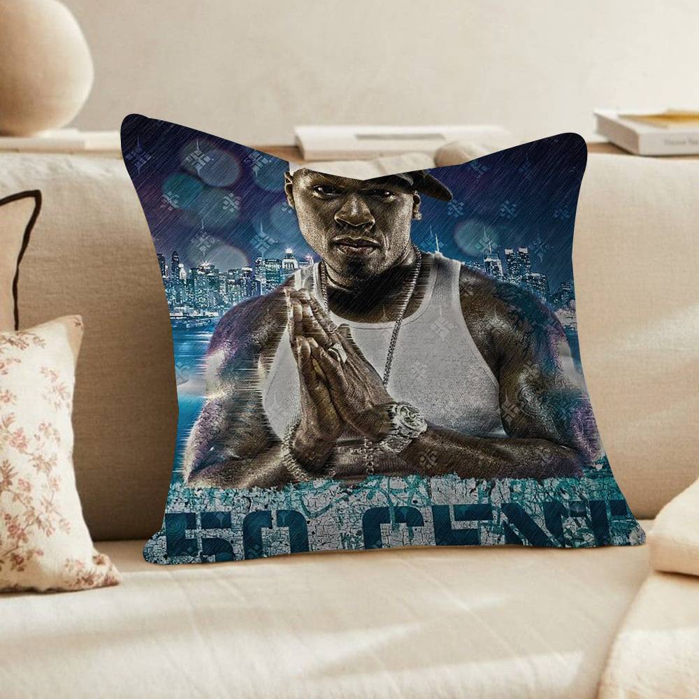

Cent American Hit Pop Hip Hop Rapper Music Cushion Cover Car Throw Pillow Case For Sofa Car Christmas Gift 30x30 cm