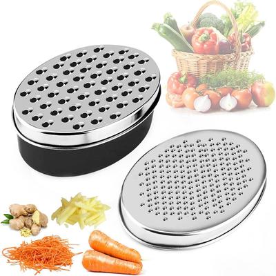 Double-sided Cheese Grater Stainless Steel Cheese Grater with Container Portable Shredder Ginger Garlic With Lid Kitchen Tool