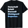 Retro Great Lakes List -Huron Erie Michigan Superior Ontario T-Shirt