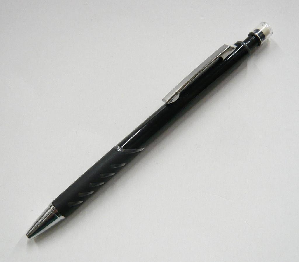 Slim Brown Leather Pencil Case with Black Metallic Mechanical Pencils (T23-ASC-SI2067SP-B)