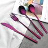 4Pcs/Set Knife Fork Spoon Dinnerware Cutlery Set 304 Stainless Steel Tableware Flatware Set Black Gold Set Kitchen Dining Silverware Set