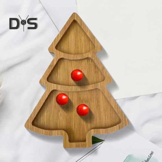 Christmas Tree Shaped Tray Wooden Charcuterie Dessert Boards Steak Dinner Plate Safe Easy To Clean Serving Platter for Parties Events