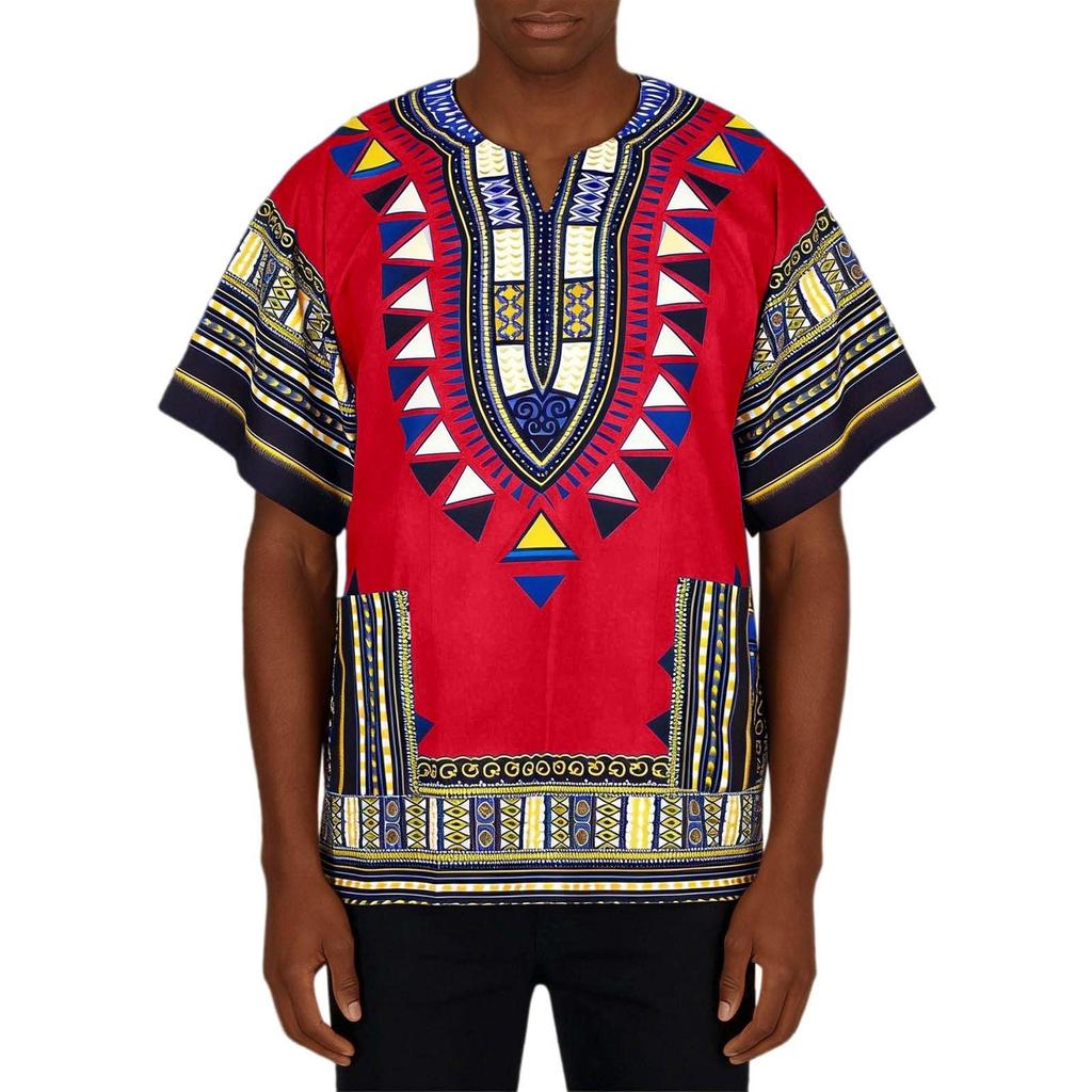 Traditionelles Dashiki-Hemd für Herren Afrikanischer Print Kurzarm Lockerer Schnitt Lässiges Tunika-Oberteil für den täglichen Gebrauch
