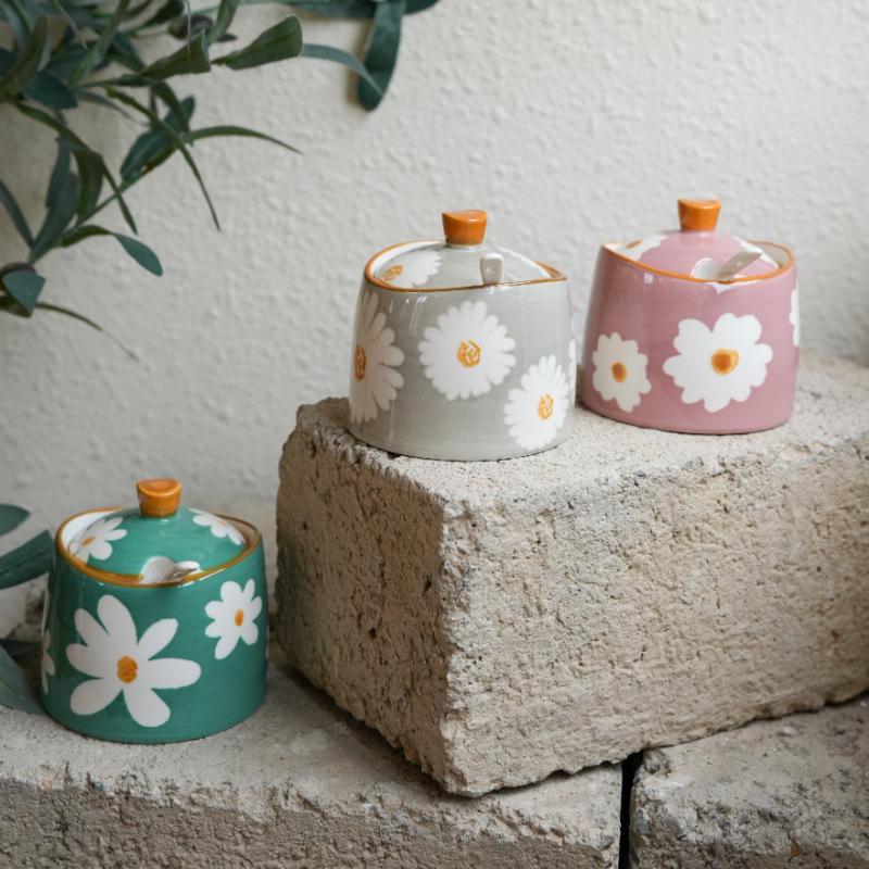 Luxurious High-Value Ceramic Seasoning Jars: Heat-Resistant Lard, Chili Oil, Sugar & Salt Containers for Home Kitchen.